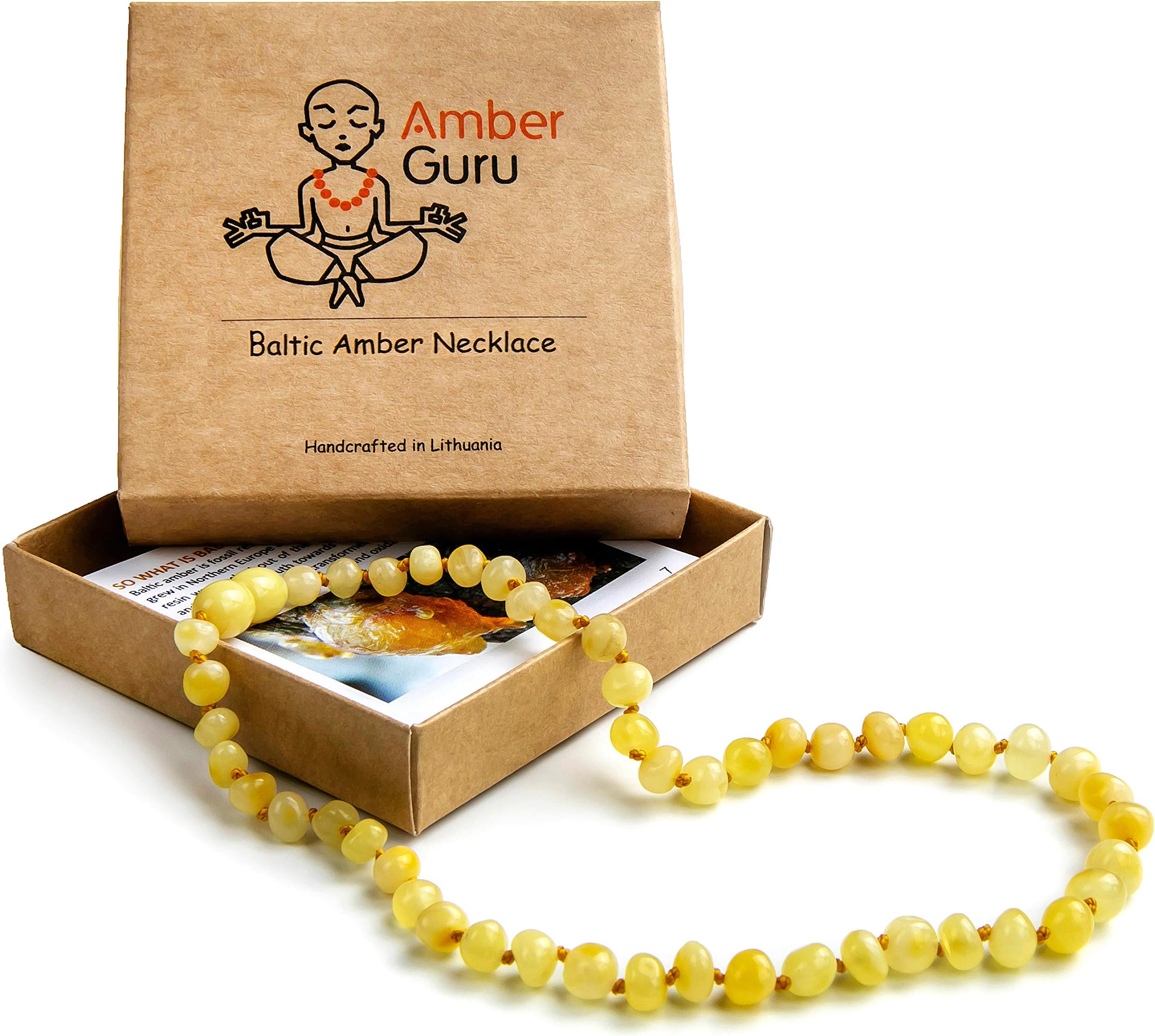 Baltic Amber Necklace - Immune Boost, Anti Inflammatory, Drooling & Pain Relief Properties - 12.5 Inches Unisex Organic Jewelry with Raw Unpolished or Polished Beads (Butterscotch (Polished))