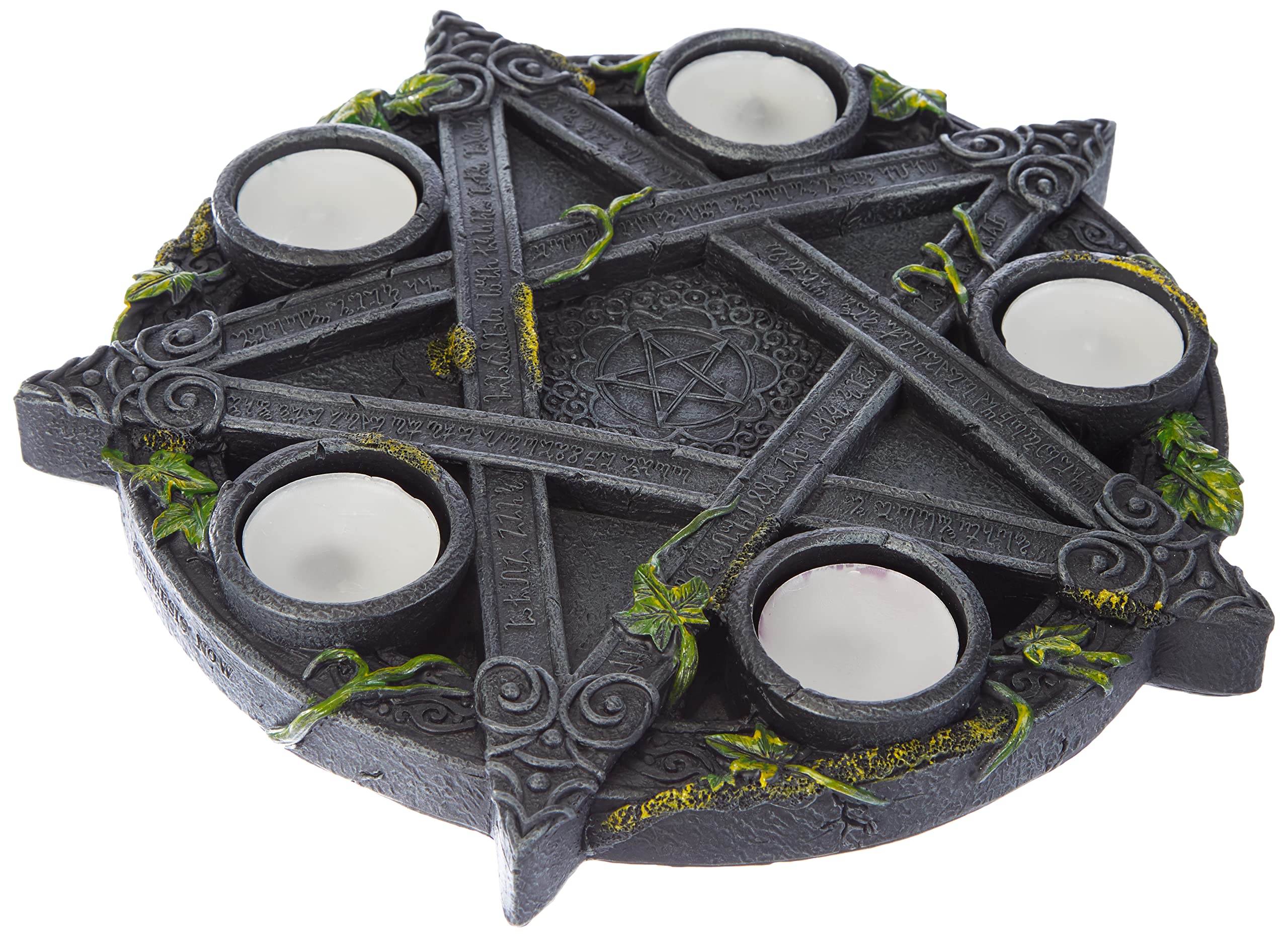 Nemesis Now B2538G6 Wiccan Pentagram Tealight Holder 25.5cm Black, Resin