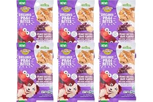 Earth's Best Organic Kids Snacks, Sesame Street Toddler Snacks, Organic PB&J Bites for Toddlers 2 Years and Older, Peanut Butter and Grape Flavored with Other Natural Flavors, 3 oz Bag (Pack of 6)