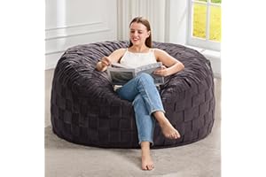 Hobestluk Bean Bag Chairs Beanbag Chair with Filler Adult Bean Bags with Fluffy Cover, Giant Bean Bag Chairs for Adults for Living Room, Bedroom (Dark Grey, 4FT - 44” x 44” x 24”)