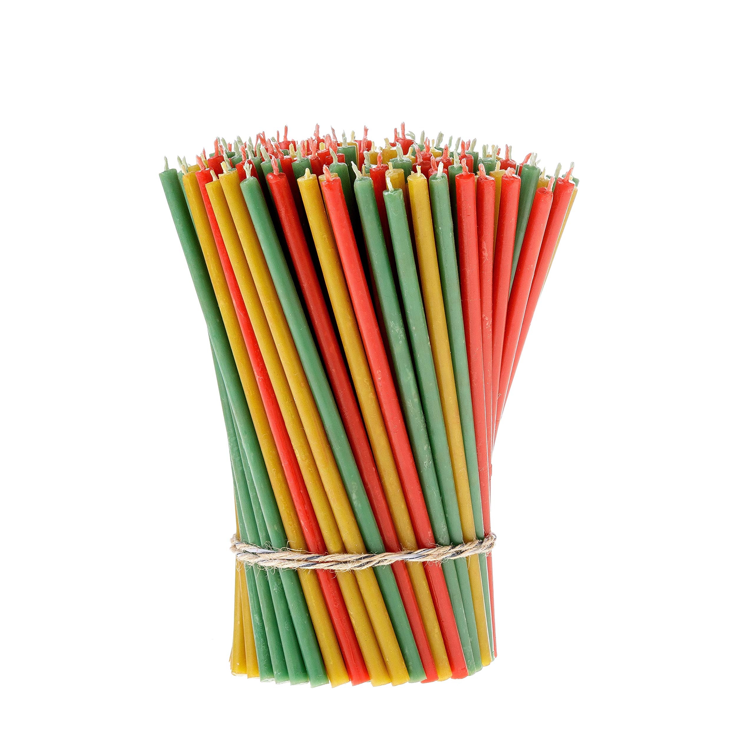 Danilovo Thin Taper Beeswax Candles - Honey-Scented, Decorative Candles Ideal for Birthday Decoration or Church Prayers - 3 Colours Drip Free, Tall & Smokeless Pack of 150 pcs, 16,5 cm