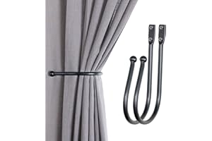 Deco Window Curtain Holdbacks 2 pcs Curtains Holder Wall Mounted Drapery Tiebacks Window Hook for Home Decor Matte Black
