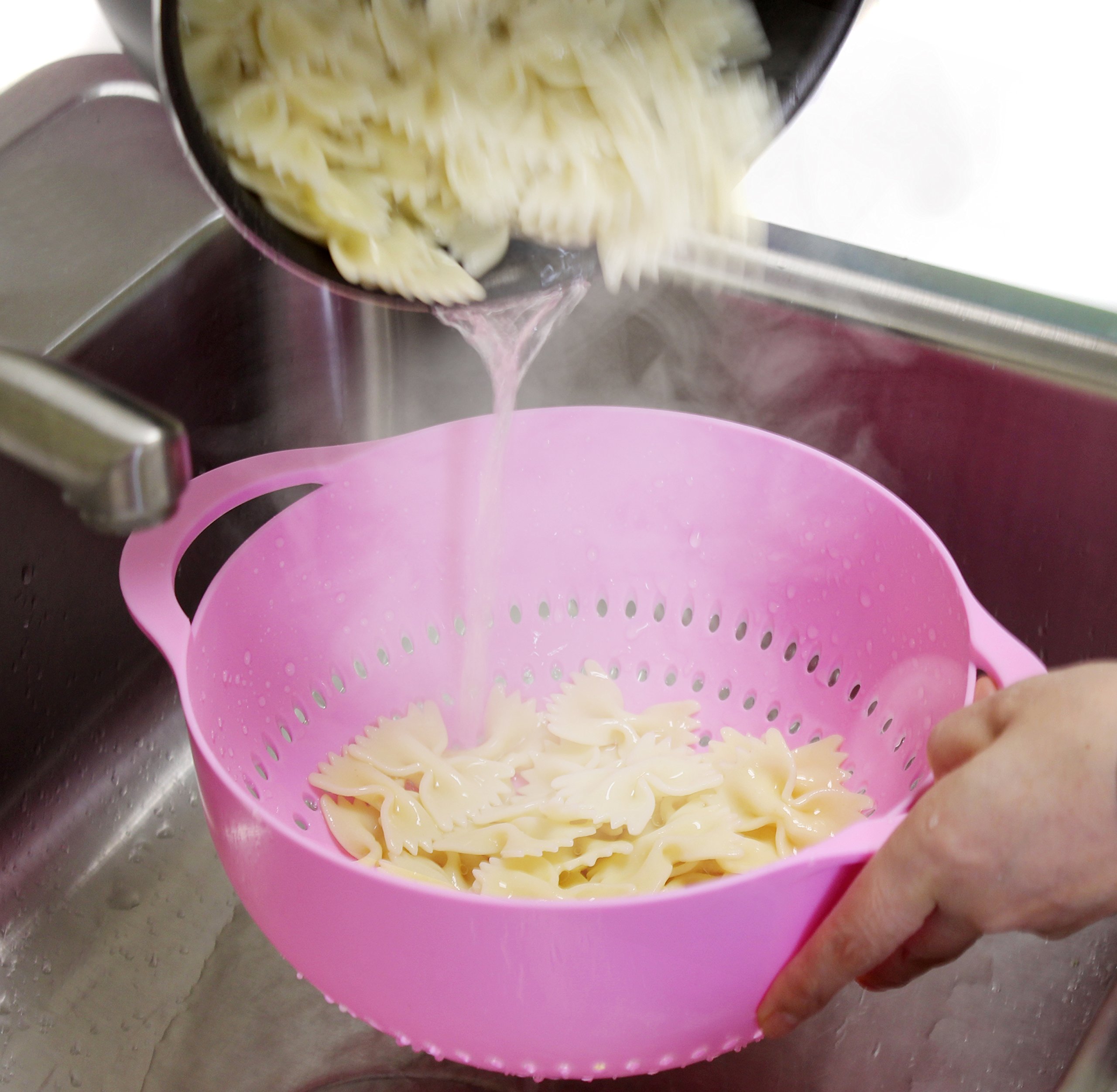 8 pc Color Compact Food Prep Nesting Mixing Bowl Set Plastic - with Non Slip Bowls, Colander, Sieve and Measuring Cups Stackable Kitchen Dishwasher Safe Salad, Cake and Bakery, Vegetable, Fruit