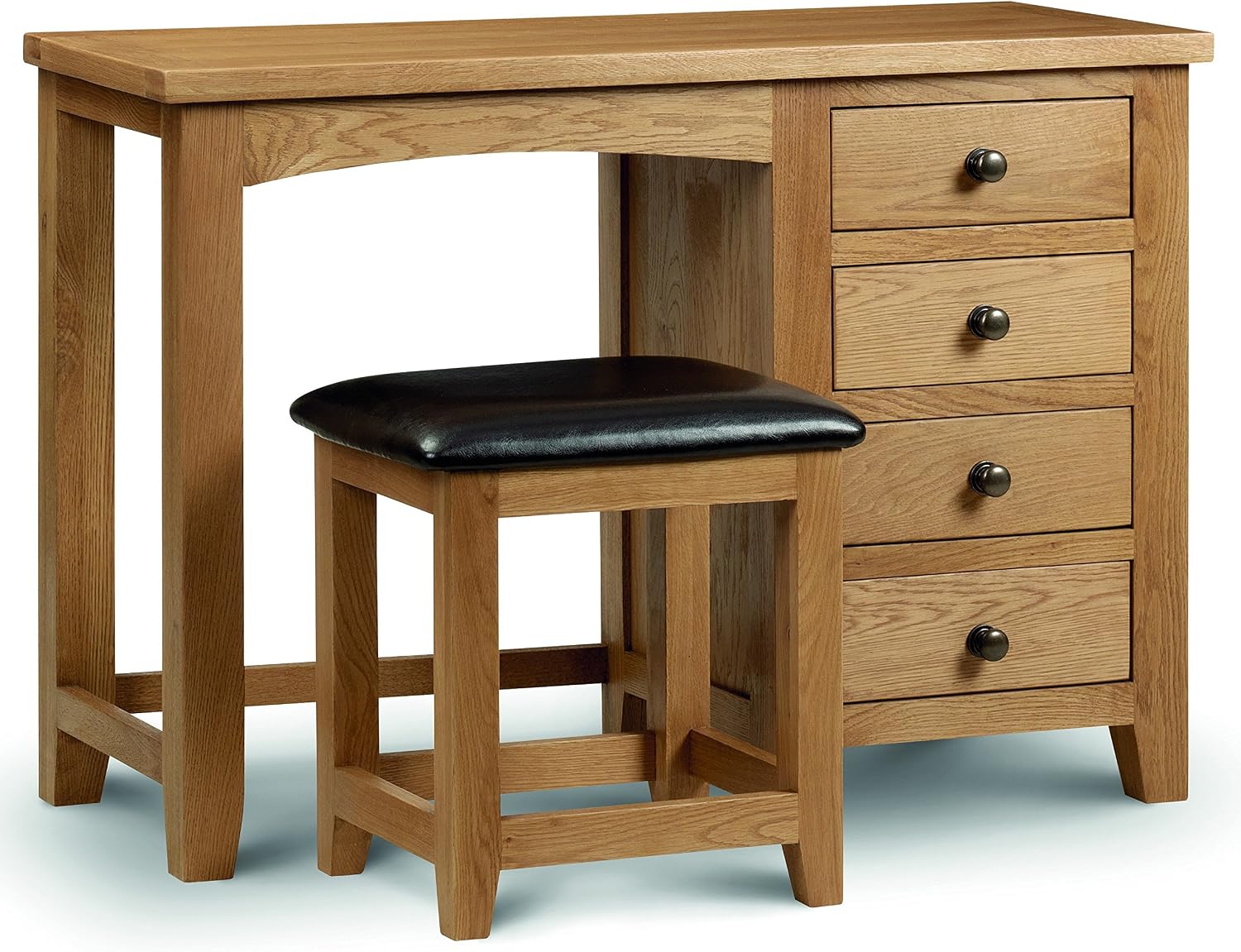Julian Bowen Marlborough Single Pedestal Dressing Table, Oak, Waxed Oak