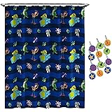 Jay Franco Disney Pixar Toy Story Buzz & Woody Shower Curtain & 12-Piece Hook Set & Easy Use - Kids Bath - (Official Disney P