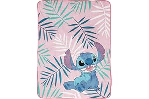 Jay Franco Plush Throw Blanket – 46" x 60" Inch Kids Soft & Cozy Fleece Throw for Bedroom & Couch Décor, Official Licensed Product, Pink - Lilo & Stitch