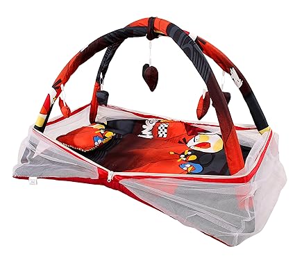 HOMECRUST Glace Cotton Kids Baby Bedding Set playmat Gym with Mosquito net and Hanging Toys