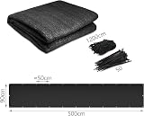 VOUNOT Balcony Privacy Screen 90x500cm HDPE Wind UV Weatherproof Black view 7