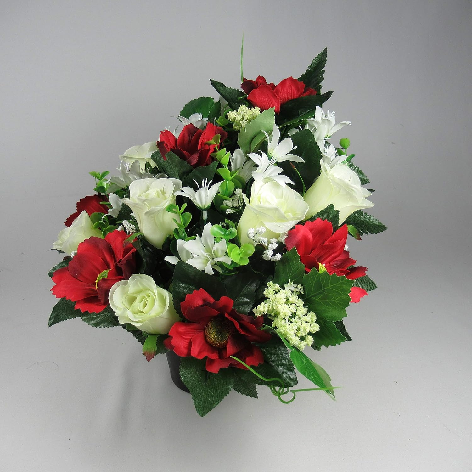 Flat Back Grave Flower Arrangement Artificial Flower Arrangement Grave Crem Pot Vase Red