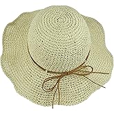 Women Sun Hat Wide Brim Floppy Beach Hat Breathable UV UPF 50+ Straw Hat Foldable Packable Summer Outdoor Cap