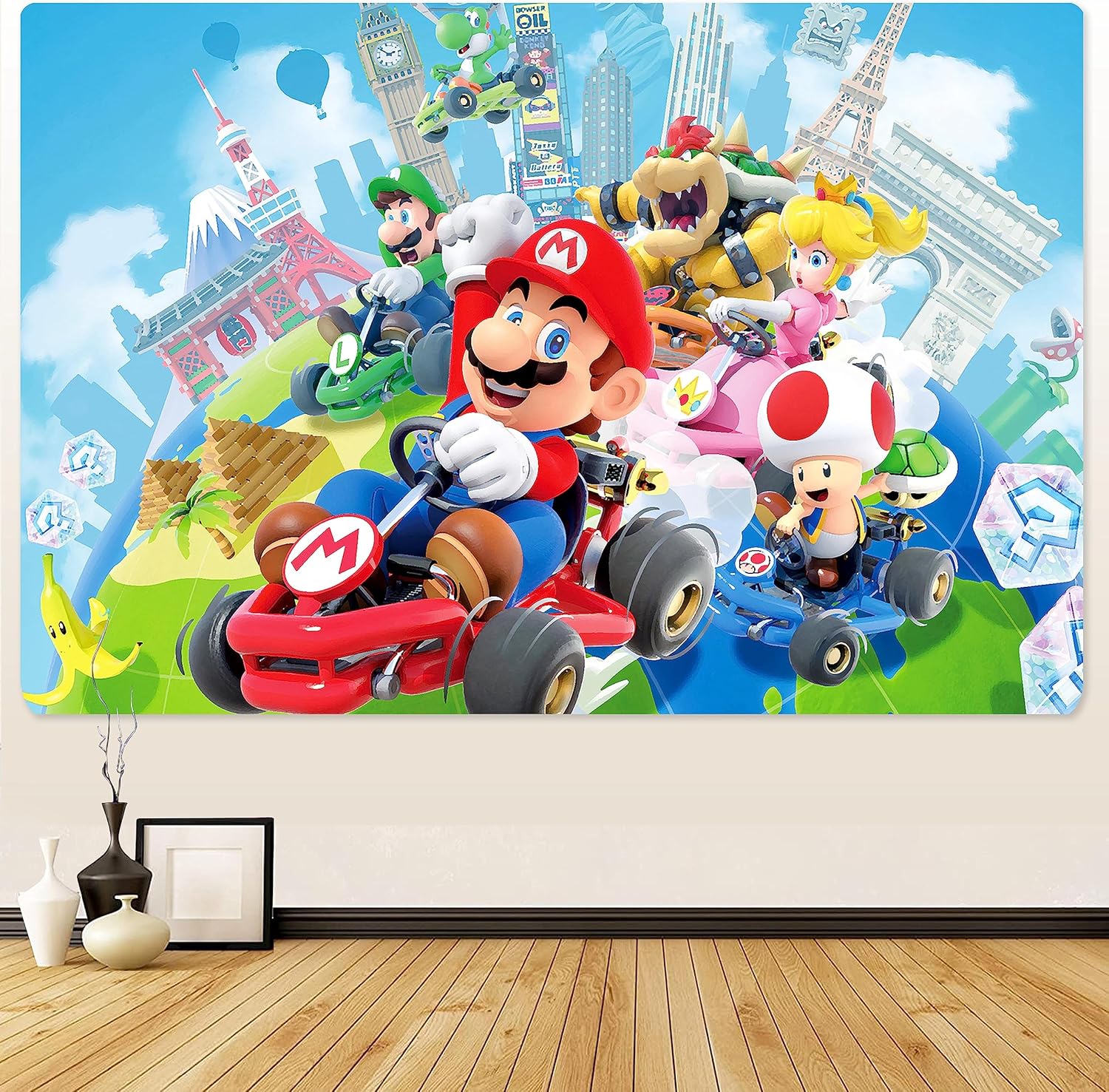 Tapestries - fgelryu Mario Tapestry For Bedroom-Mario Room Decor-Super Mario Birthday Party Supplies-Game Animated Wall Art-Mario Bros Wallpaper-Kids Room Decor Tapestry 59x40 In