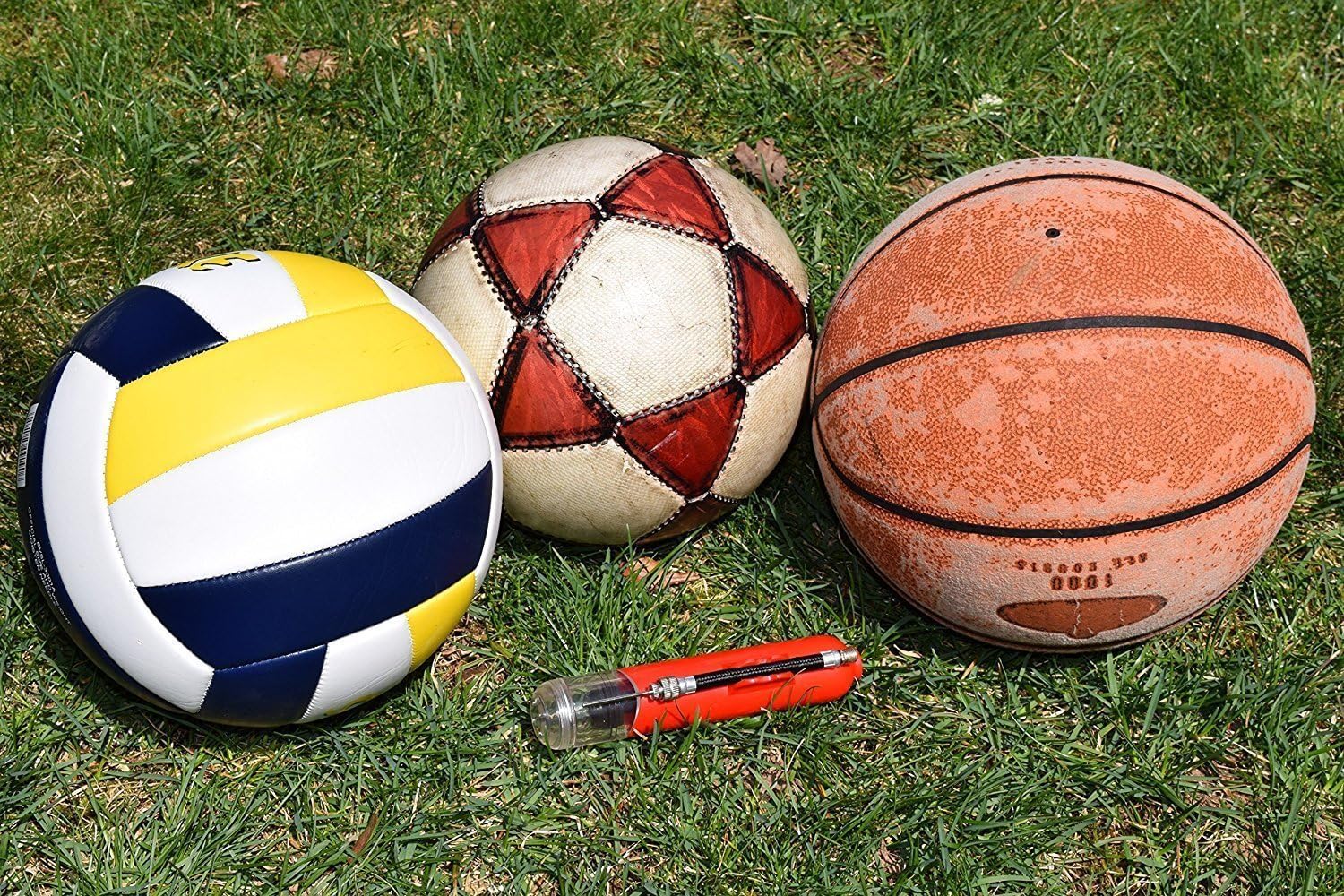 REVIVL Ball Pump with 5 Needles and 1 Nozzle - Air Pump for Inflatables, Basketball, Soccer, Volleyball, Football, Sport Ball - Dual Action for Faster Inflation - Just 6 Inches Small with Hose Holder : Sports & Outdoors