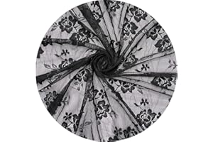 Rilassato 60 Inches Wide Bridal Solid Elastic Lace Fabric, Vintage Lace Fabric Bolt for Wedding Dress,Fashion, Crafts, Tablecloth,Decorations Lace Trim Fabric (1 Yard, 8218 Black)