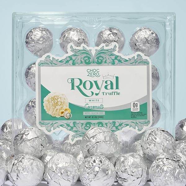 CHOCZERO WHITE CHOCOLATE COCONUT HAZELNUT TRUFFLES, ZERO ADDED SUGAR, GLUTEN FREE, KETO HOLIDAY GIFT, HIGH FIBER, 16 INDIVIDUALLY WRAPPED PIECES, 8.5 OUNCE (PACK OF 1)