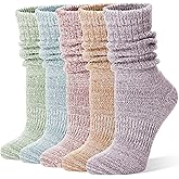 Womens Slouchy Boot Socks Winter Warm Cozy Slouch Scrunch Fuzzy Fluffy Crew Socks 5 Pairs