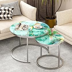 aboxoo Coffee Table Nesting Side Round Set of 2 End