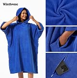 Winthome Changing Bath Robe Surf Poncho Towel Hooded M Classic Blue view 5
