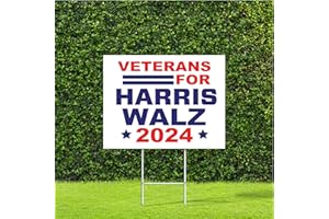 DESIGNTHATSIGN Veterans for Harris Walz 2024 Election Campaign Sign Corrugated Coroplast Yard Sign w Metal H Stake