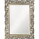 Howard Elliott Collection Chateau Rectangular Hanging Wall Mirror, Scroll Work Frame, Home Decoration Framed Mirrors for Bedr