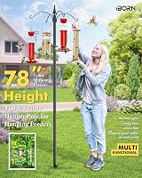 iBorn Bird Feeder Hanging Station 87Inch Heavy Duty Pole with 4 Hooks view 3