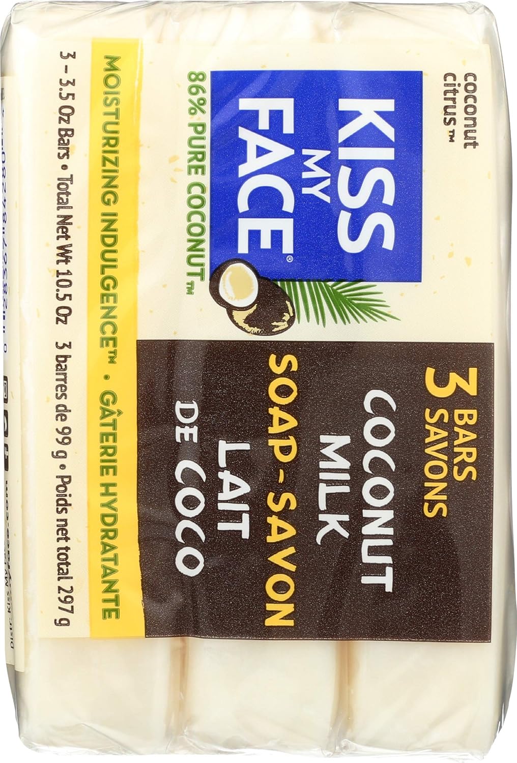 Kiss My Face Pure Coconut Milk Soap Bar with Mango Butter, 3.5 oz, 3 Count : Beauty