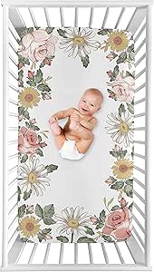 Sweet Jojo Designs Blush Pink Floral Ottoman Pouf Cover - Unstuffed Boho Storage Poof
