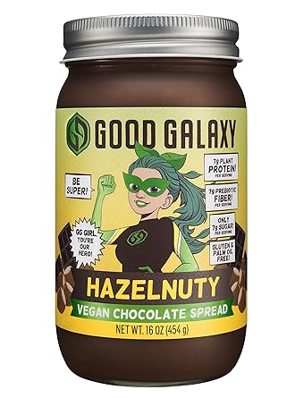 Amazon Com Good Galaxy Vegan Chocolate Hazelnut Spread Plant Based Protein No Palm Oil Gluten Free No Artificial Sweetener 16 Oz Grocery Gourmet Food
