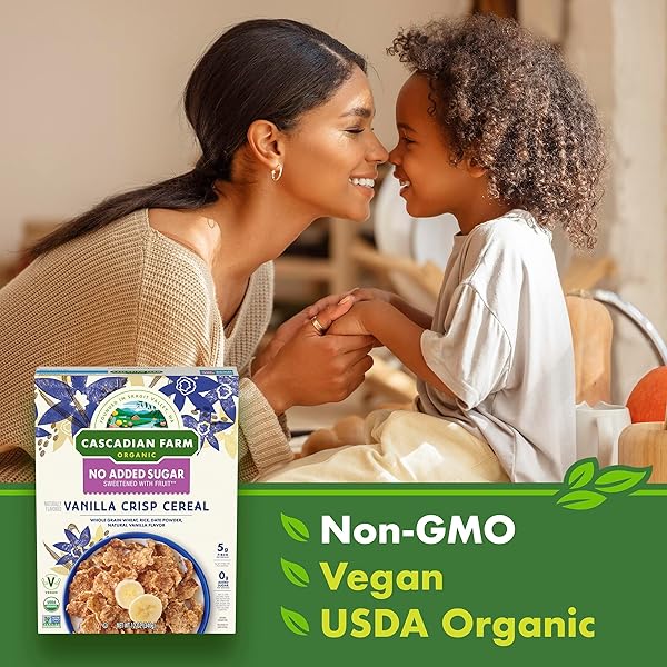CASCADIAN FARM ORGANIC VANILLA CRISP CEREAL, NO ADDED SUGAR, 12 OZ