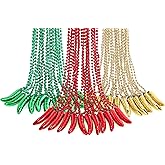 Ecally 36 Pcs Chili Pepper Bead Necklaces Hot Chili Beaded Decoration Pepper Party Favor for Festival Fiesta Cinco De Mayo Mardi Gras Cooking Competition