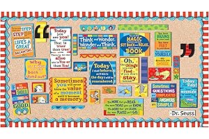 PAPER MAGIC Eureka Dr. Seuss Motivational Bulletin Board and Classroom Decorations for Teachers 18'' x 0.1'' x 28'', 61pc