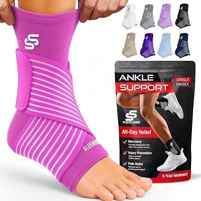 SS Sleeve Stars Ankle Brace with Removable Strap Pink Size S 9-10