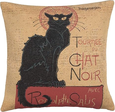 Amazon Com Charlotte Home Furnishing Inc Belgica Funda De Cojin Grande 18 00 Pulgadas X 18 00 Pulgadas Tournee Du Chat Noir Home Kitchen