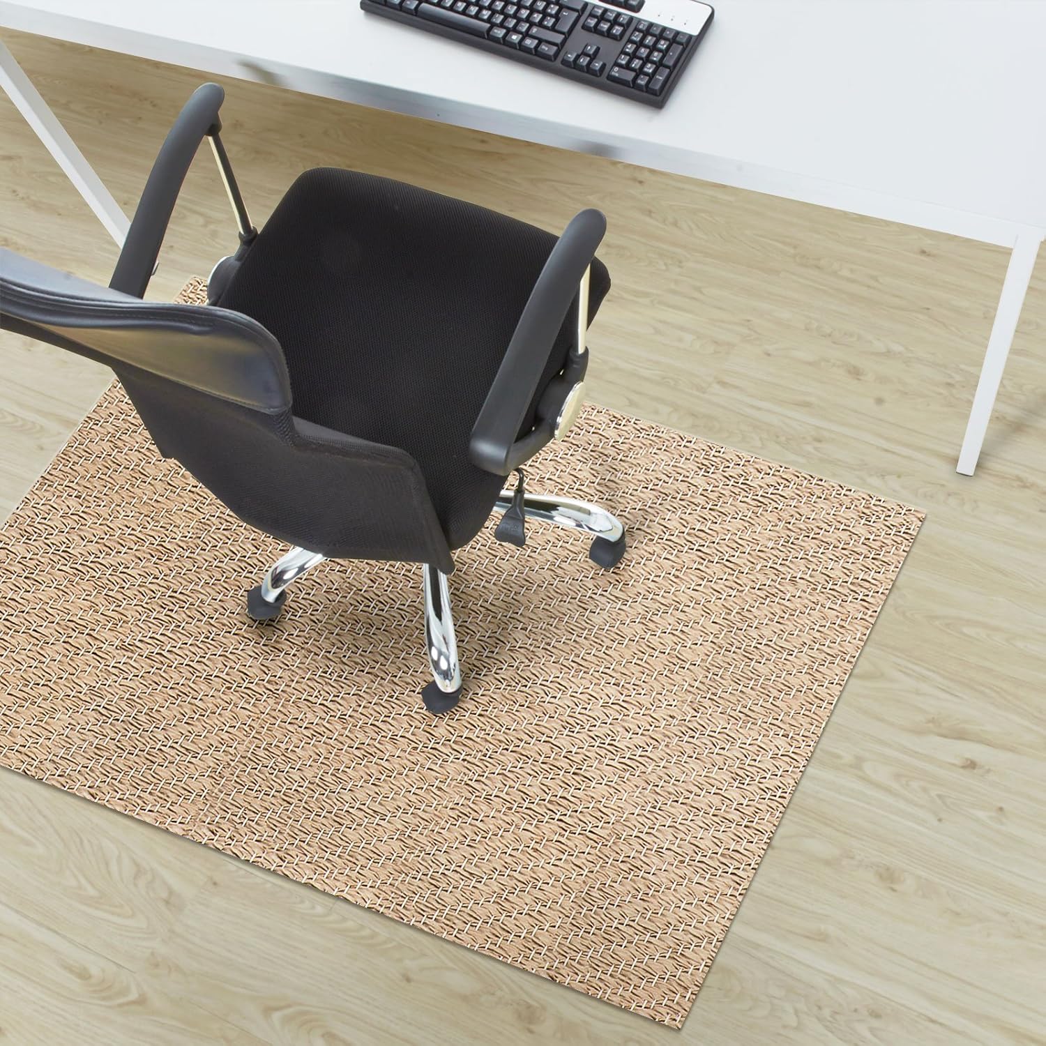 casa pura® Verona Stylish Beige Woven Non Slip Chair Mat Hard Floors