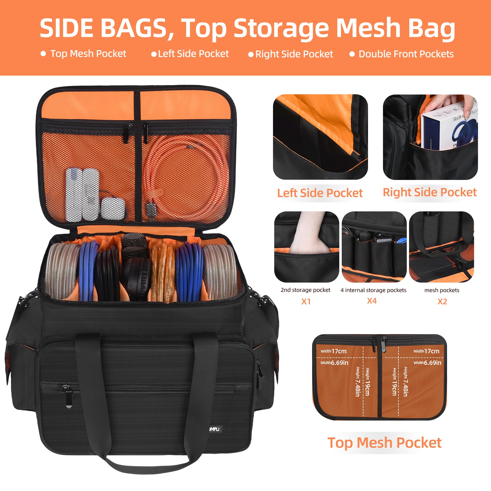 DJ Gig Gear Organizer - Detachable Dividers, Travel Gig Bag for DJ Equipment, Musicians, Outdoor Use
