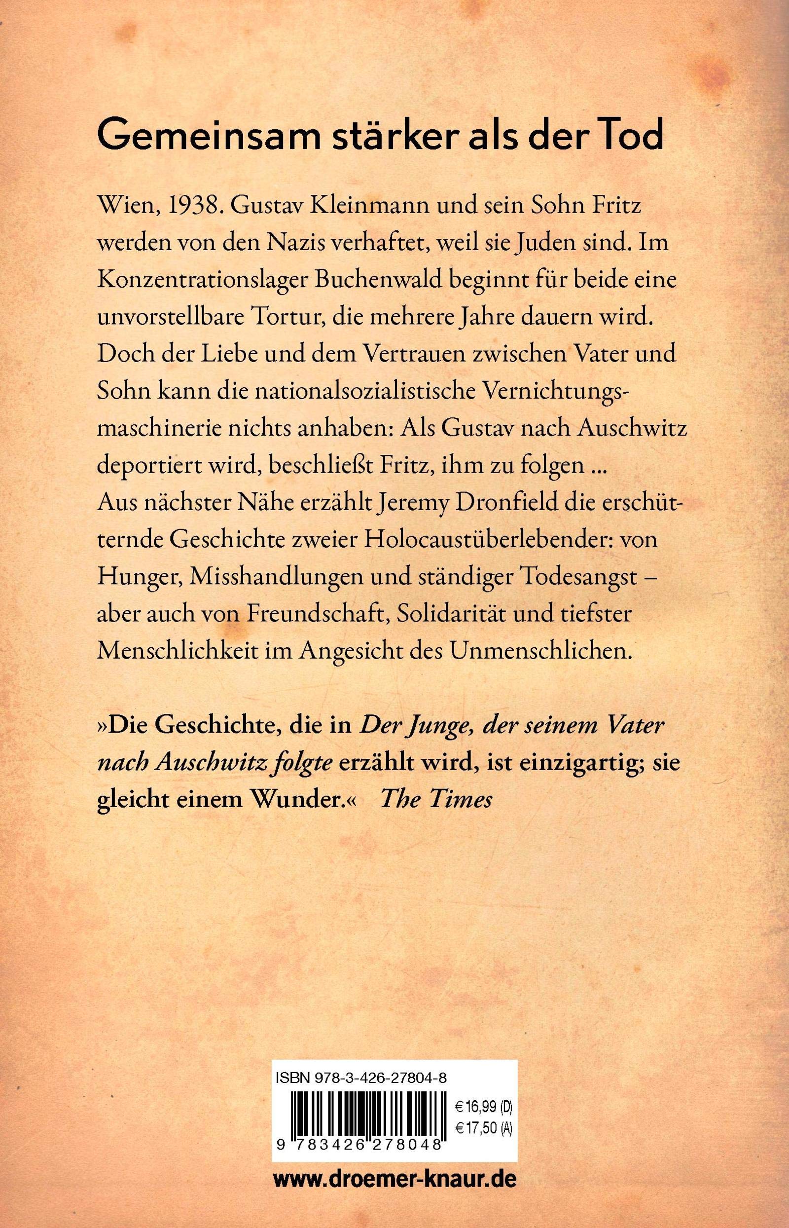 Der Junge Der Seinem Vater Nach Auschwitz Folgte 9783426278048 Amazon Com Books