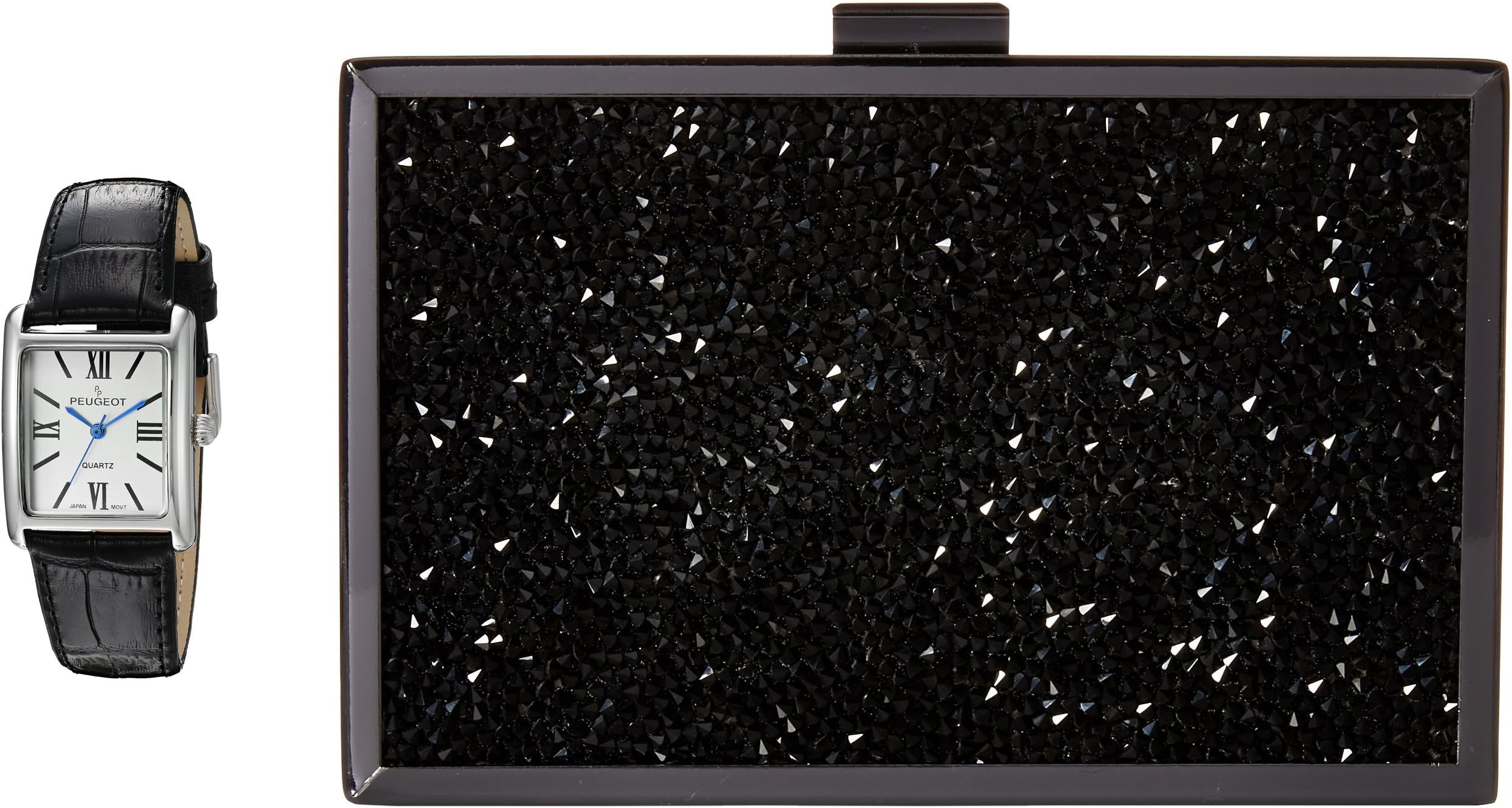 Peugeot Women's Black Watch and Evening Clutch Set PB005GN-ST