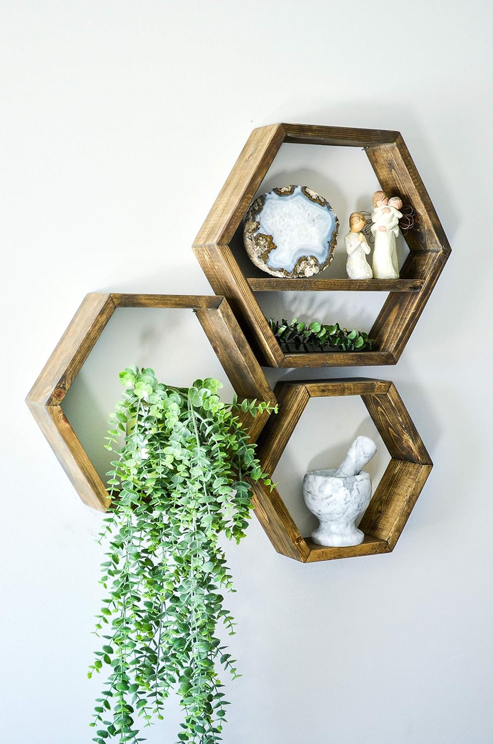Farmhouse Chic Wall Hexagon Floating Shelves
