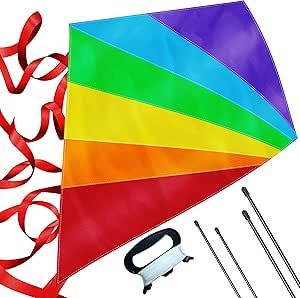 Large Diamond Kite for Kids - Lightweight, Easy to Assemble and Fly, Soars High in Low Wind Speeds - A Great Way to Enjoy and Spend Time with Friends and Family, Easy Flyer Kite for Boys and Girls