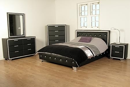 Sulu Chest Of 5 Drawers Crystal 5 Drawer Faux Leather Chest