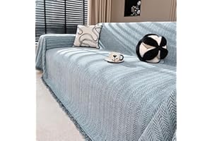 Nobildonna Sofa Cover Washable Soft Thicken Chenille Couch Cover with Tassel,Waterproof Sofa Slipcovers for 2 Cushion Couch,Loveseat,Futon Couch Furniture Protector Pet-Friendly,Dusty Blue 71"x102"