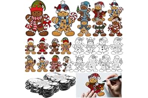 Simgoing 40Pcs Christmas Fuzzy Velvet Coloring Posters Christmas Crafts DIY Project Xmas Fuzzy Felt Coloring Arts Xmas Snowman Gingerbread Posters for Family Craft Gifts Party Favor(Gingerbread)