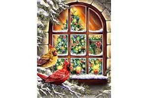 eniref Diamond Painting Kits for Adults,Christmas 5D DIY Diamond Art Cardinal for Adults Beginners,DIY Full Drill Paintings with Diamonds Gem Art for Adults Home Wall Decor (Christmas 12x16 inch)