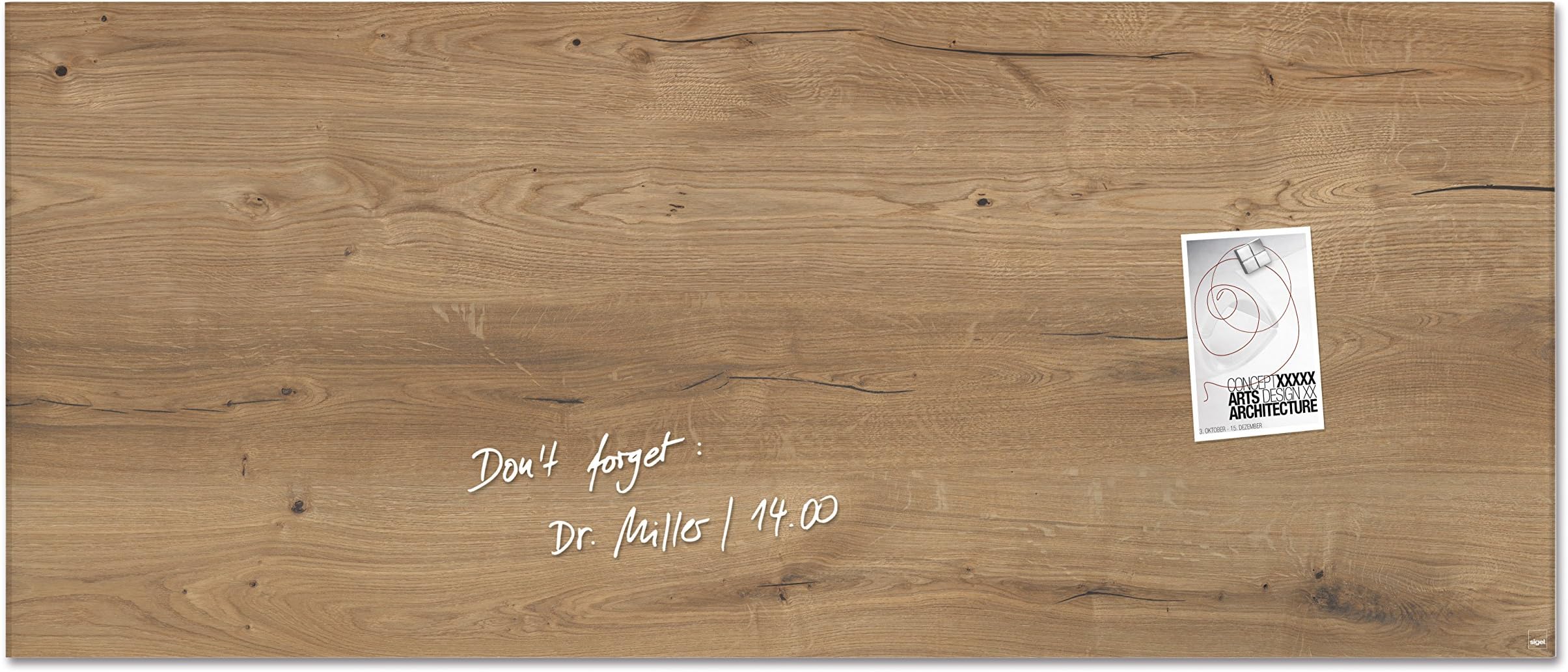 SigelGL247 Premium glass magnetic board, glossy surface, 130 x 55 cm, easy mounting, brown - Artverum