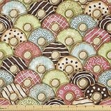 Ambesonne Tea Party Fabric by The Yard, Colorful