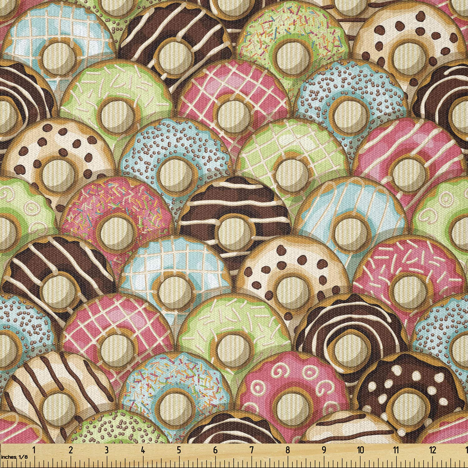 Ambesonne Tea Party Fabric by The Yard, Colorful