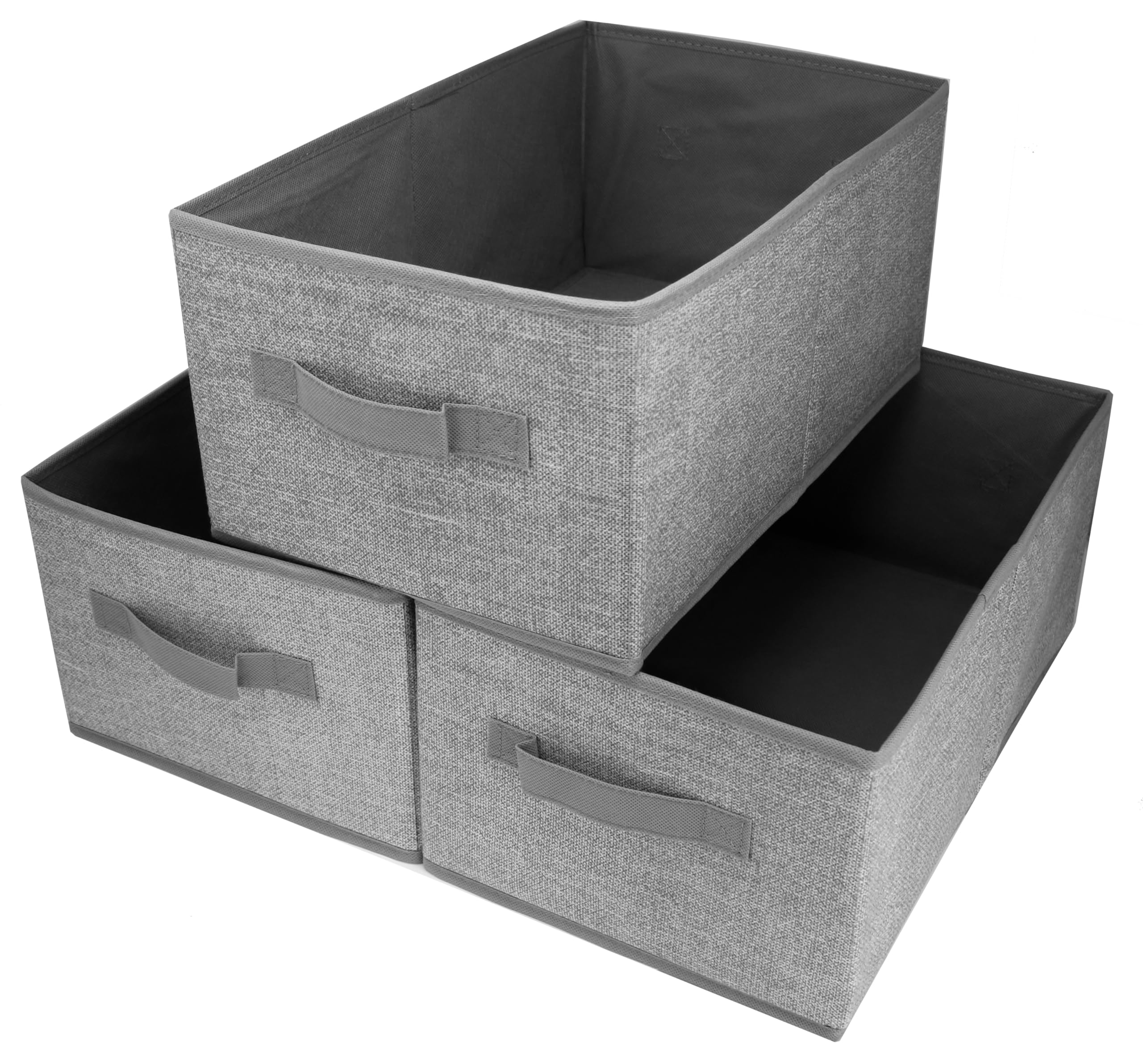Clay Roberts Storage Baskets, Set of 3, Grey, Foldable Fabric Storage Baskets, Rectangle Basket, Shelves and Wardrobes, Grey Boxes, Box, Unit Cubes