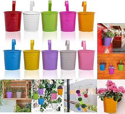10 Pots De Fleur Suspendu Jardiniere Suspendue Pour Decoration Pot A Suspendre Avec Crochet Amovible Et