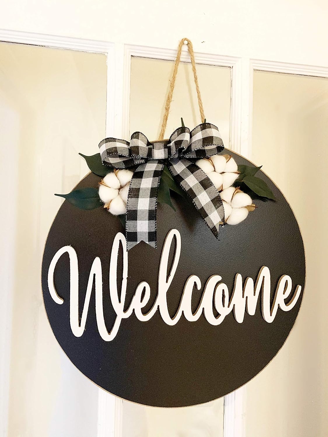 decorative over the door hangers on Decorative Accessories Black And White Wreath Buffalo Check Door Decoration Buffalo Plaid Wreath Front Door Wreath Door Wreath Welcome Door Hanger Cotton Decor Wreaths
