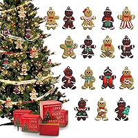 Gingerbread Christmas Decorations -16-Pcs Gingerbread Man Ornaments for Christmas Tree Set with Gift Box, 3 '' Assorted Hanging Decor for Christmas Tree, Indoor Home, Office & Holiday Party Decoration