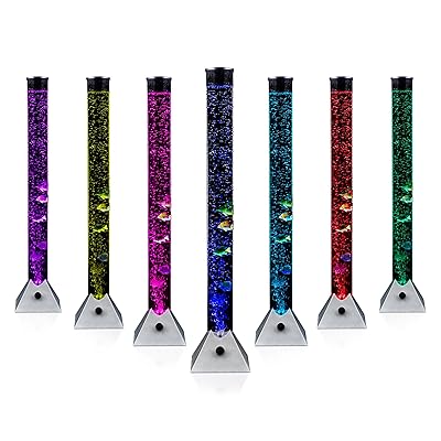 Buy Sensorymoon 3 Ft Sensory Bubble Tower Lamp W 5 Fake Swimming Plastic Fish 7 Color Led Cycle Soothing Variable Bubble Stream In Large 90cm Tube Perfect For Sensory Rooms Bedrooms Parties